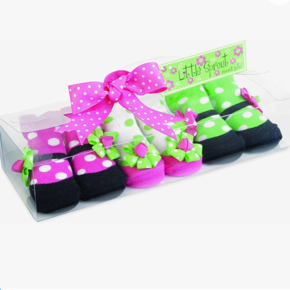 Mud Pie Baby Little Sprout Mary Jane Style Decorated Cotton Socks